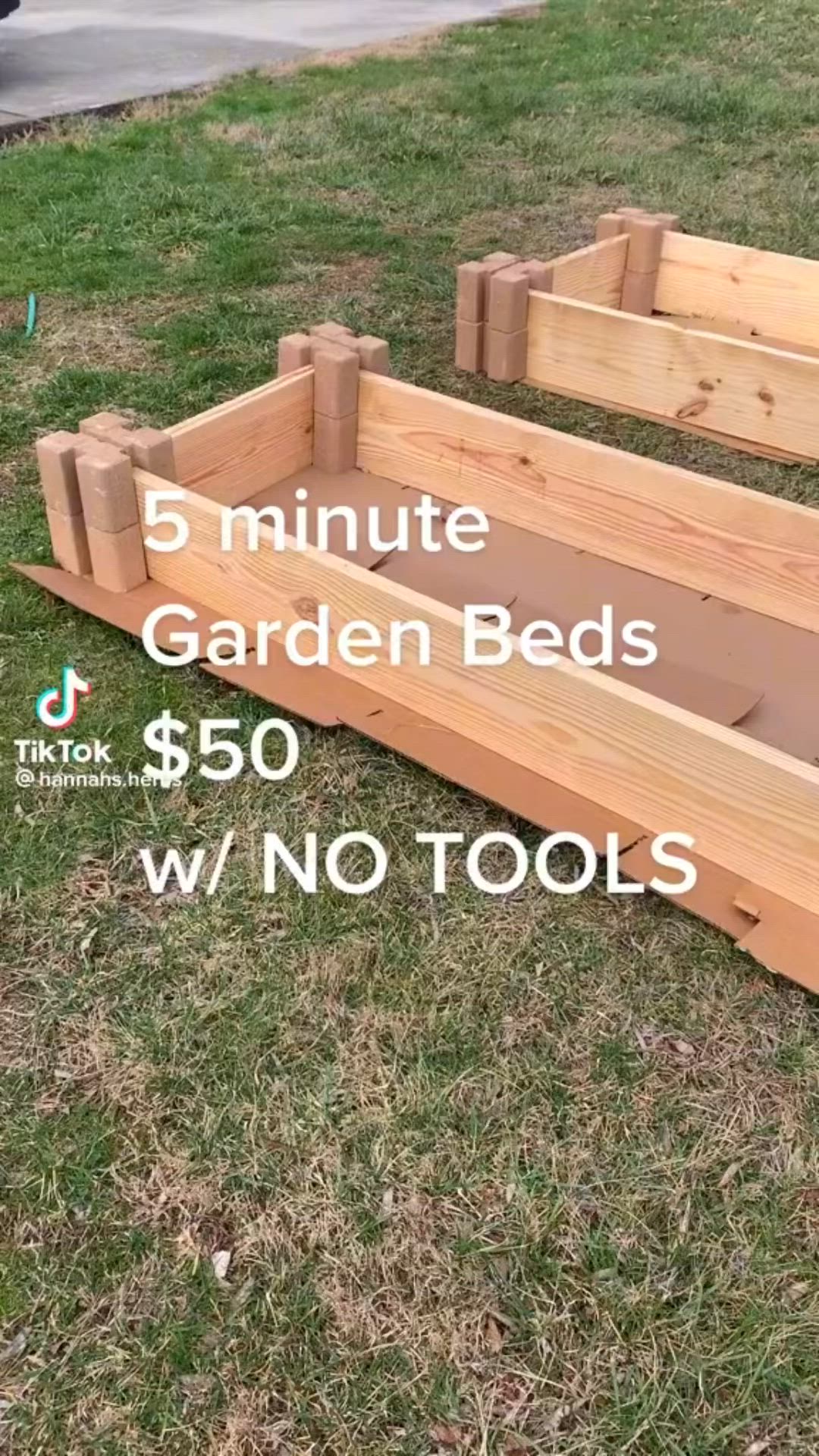 This may contain: the garden beds are $ 50 and no tools to make them easier for us to use