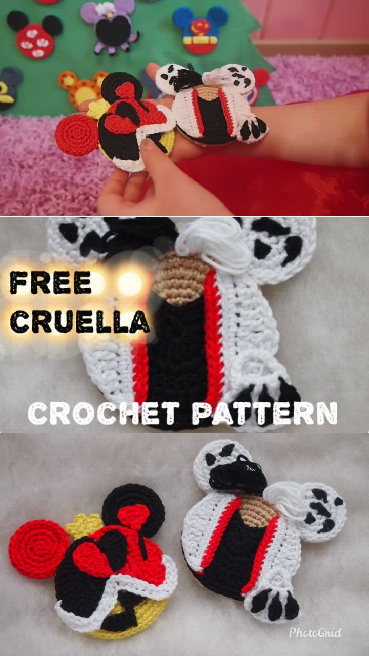 This may contain: crochet mickey mouse and minnie mouse patterns