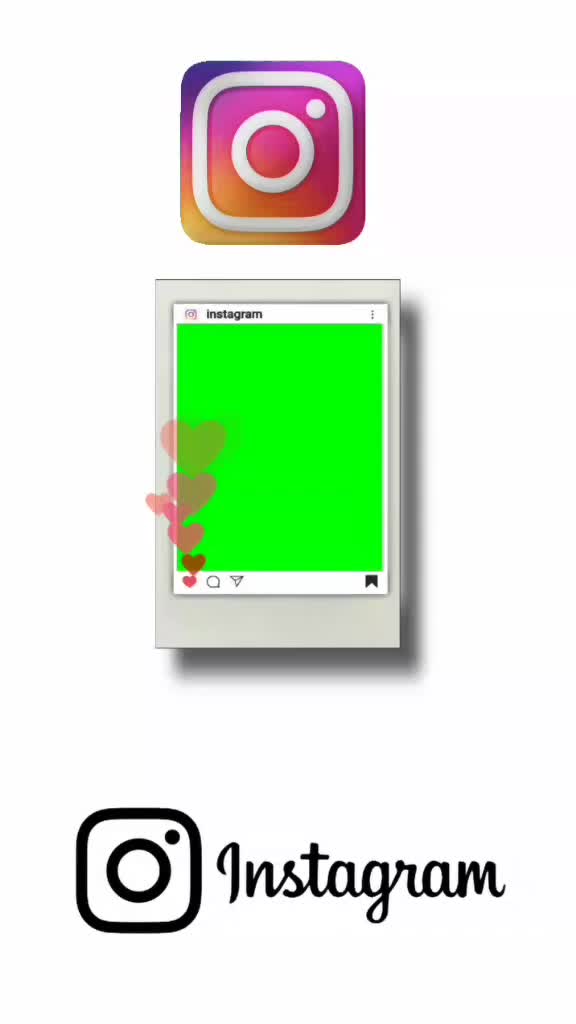 This may contain: the instagram logo is shown above an image of a green screen on a white background