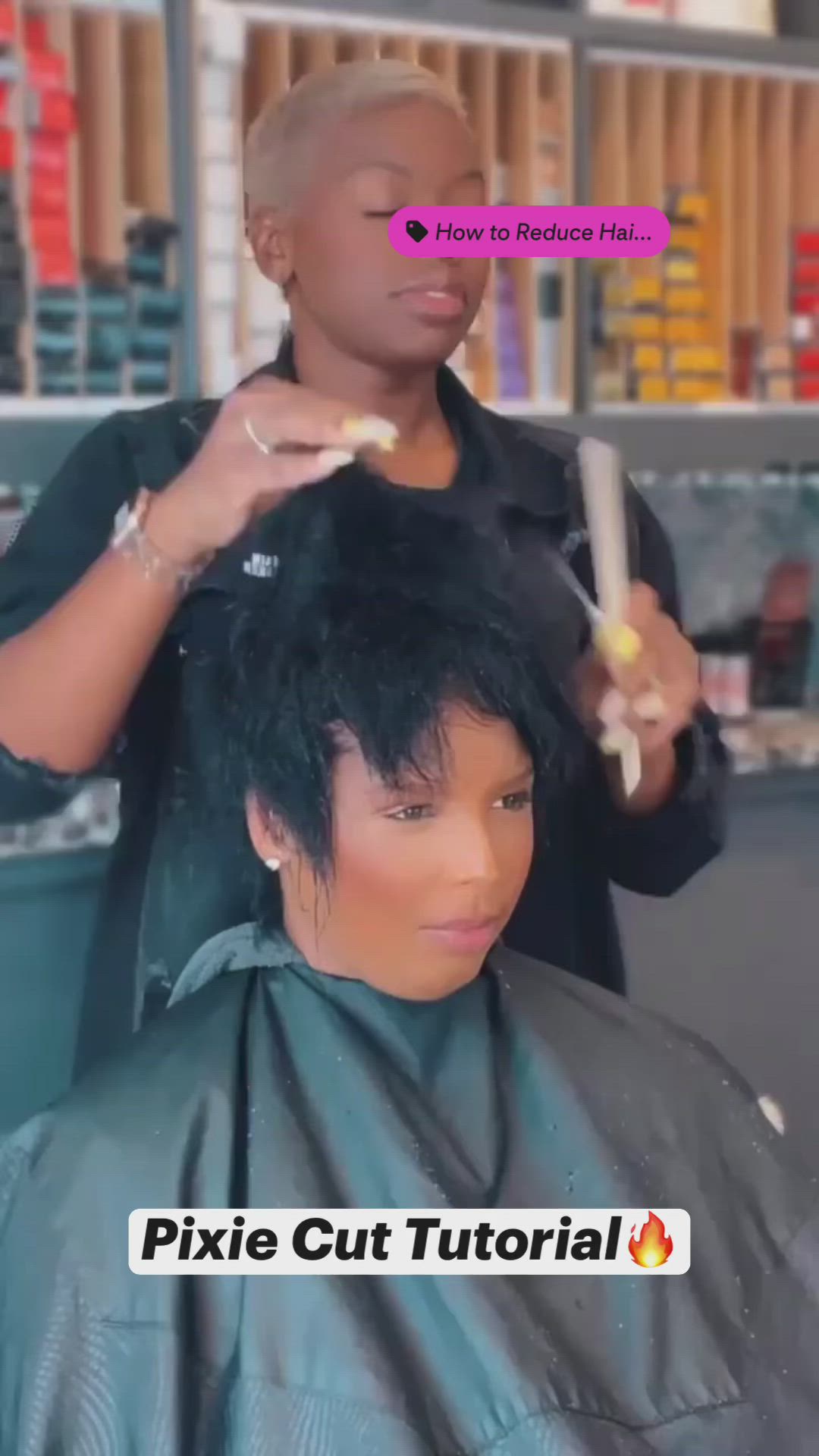 It’s all in the cut 😍✂️  Loving this pixie cut by @hairby_christinamichelle ❤️ It shows off her client’s lovely face so well! 👏🏾 Would you rock it? 🙋🏾‍♀️  pixie haircut, shorthair dont care, jet black hair, atl hairstylist