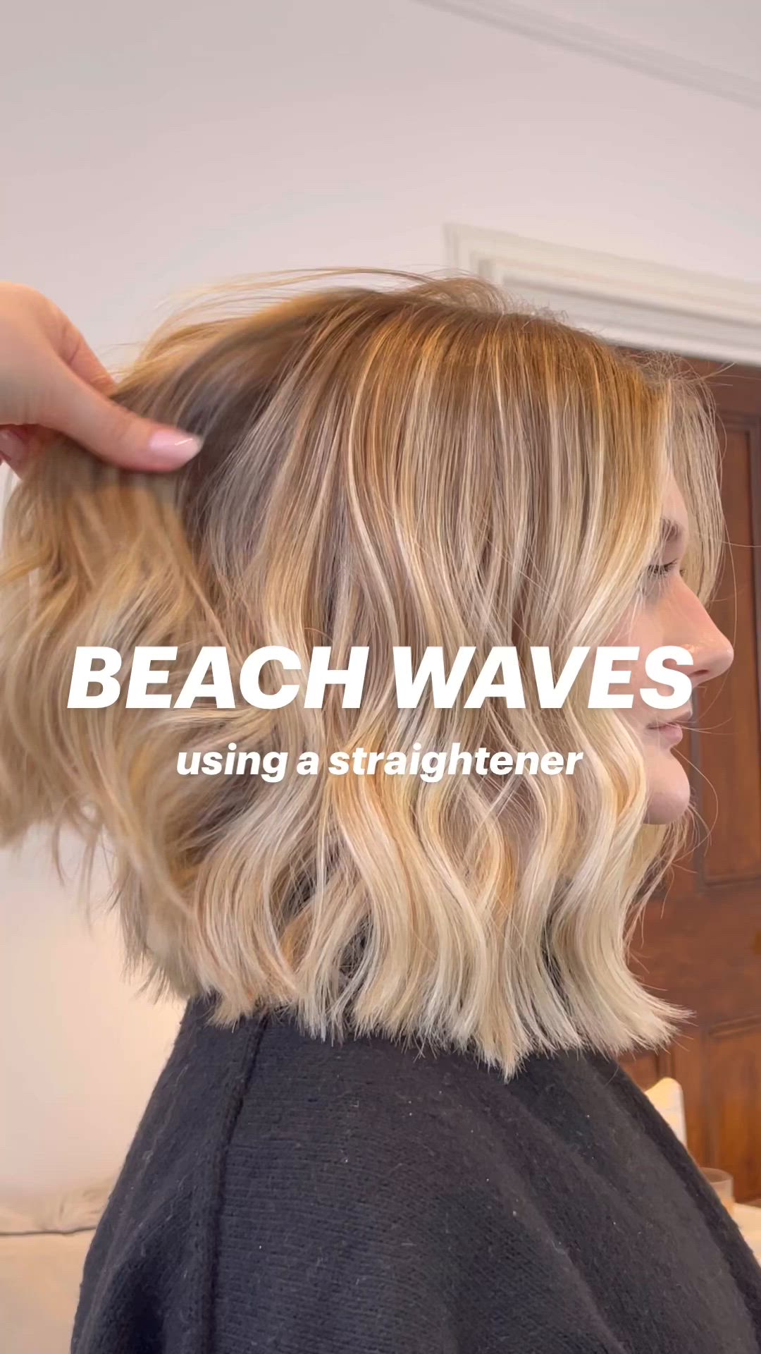 This contains an image of: BEACH WAVES on a bob using straighteners