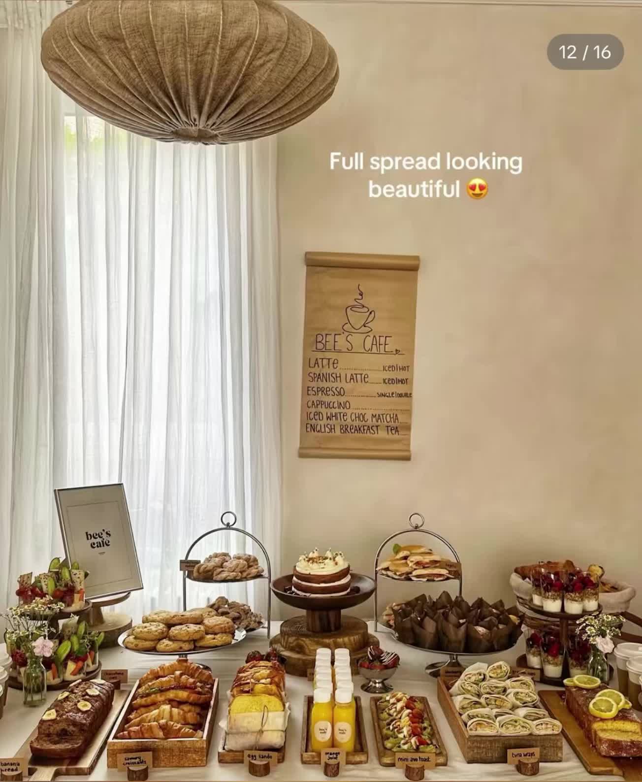 This may contain: an assortment of desserts and pastries displayed on a table