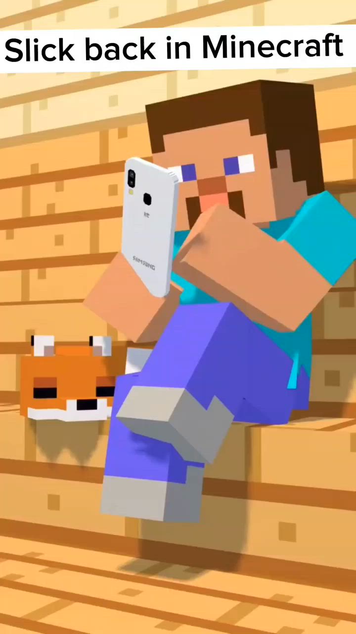 This may contain: an image of a man holding a cell phone in his hand and text saying, stick back in minecraft