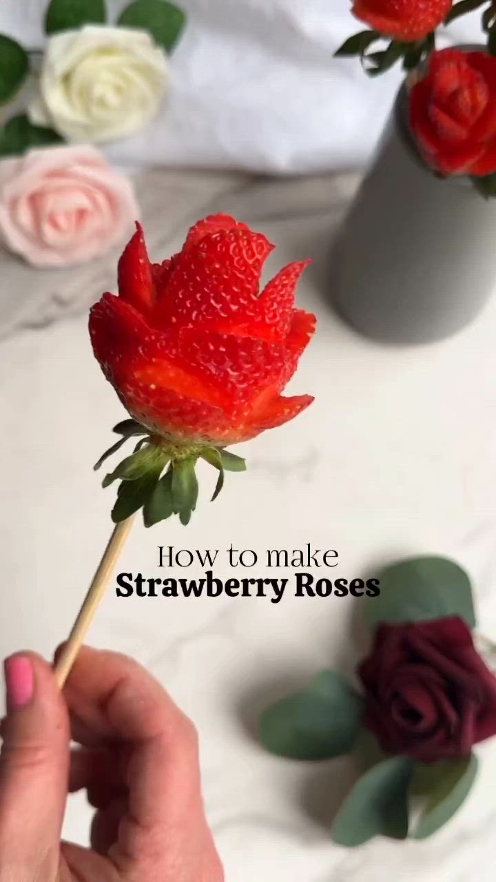 This contains: strawberry roses for Valentine's Day