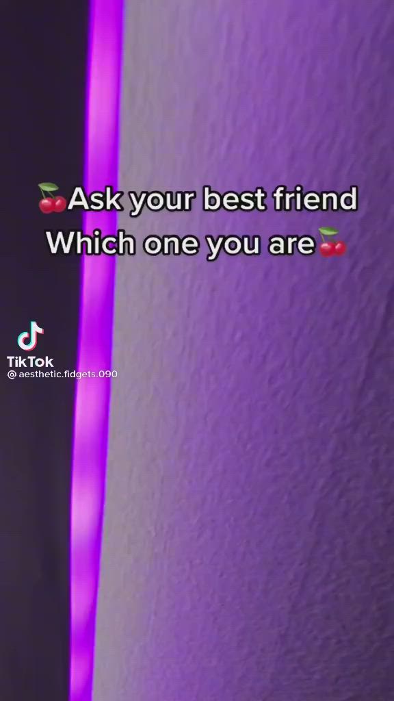 This may contain: a purple wall with the words ask your best friend which one you are