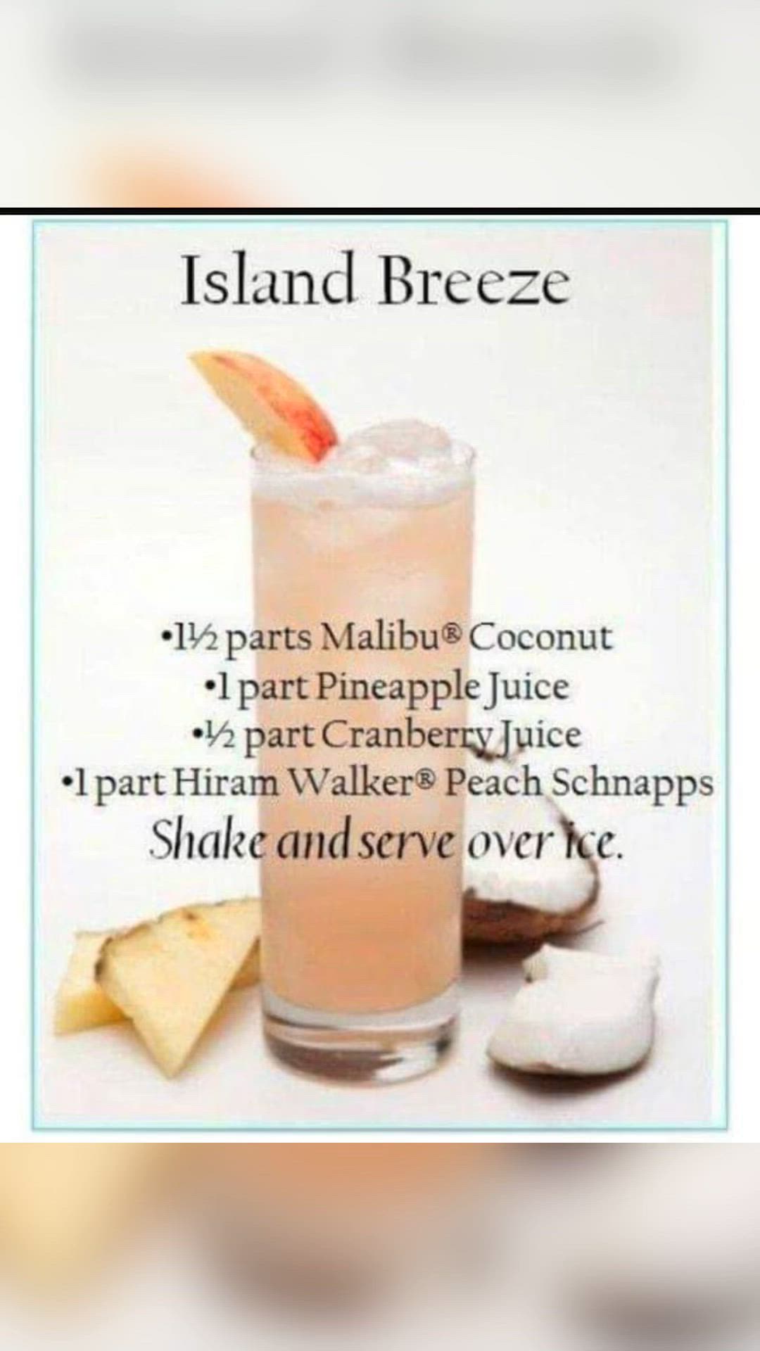 This may contain: the island breeze cocktail recipe is shown here