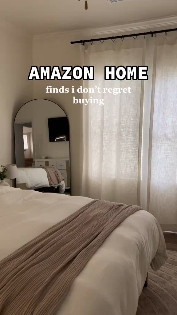 This may contain: an image of a bedroom setting with the text amazon home finds don't forget buying