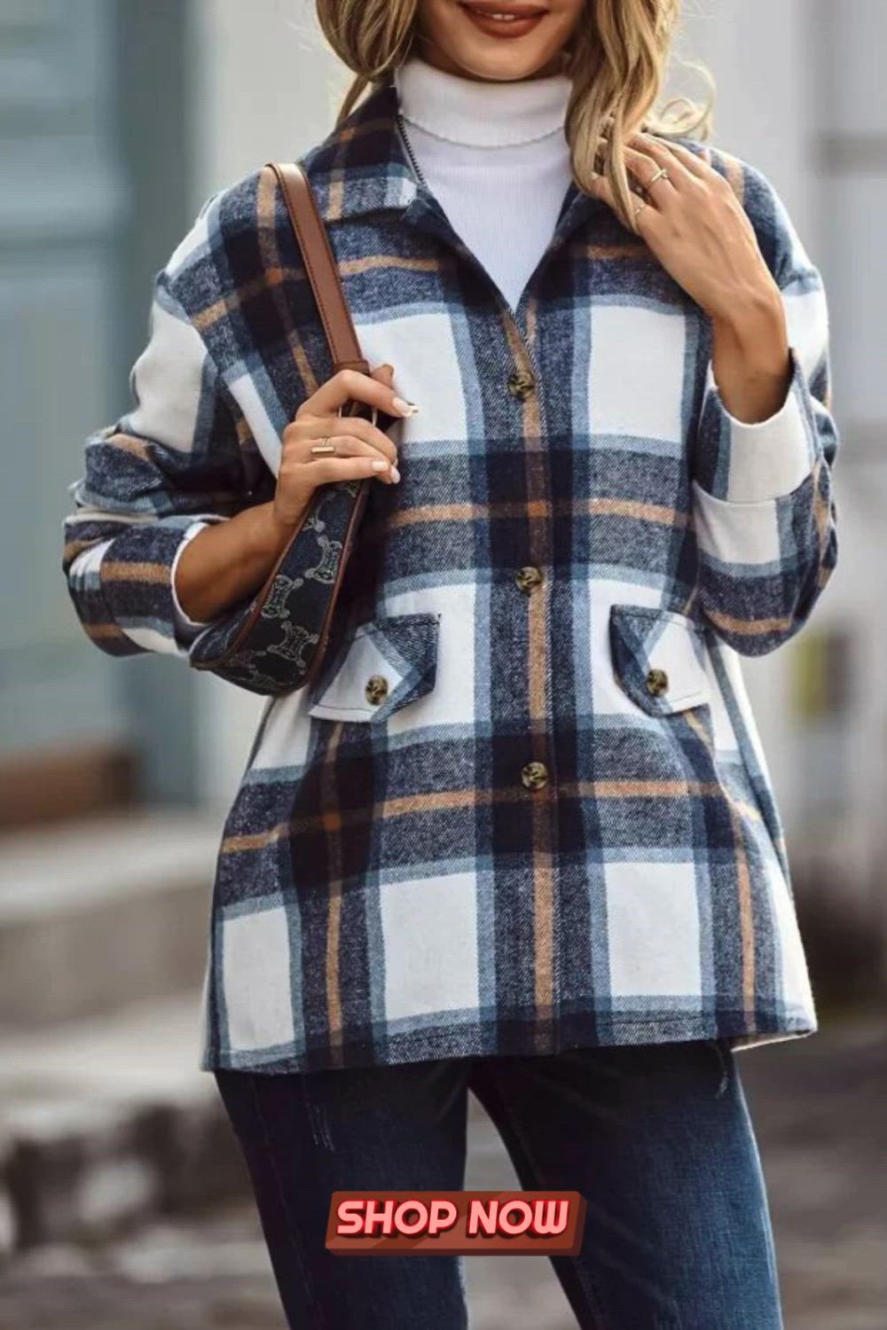 The Plaid Print Shacket Jacket seamlessly blends casual comfort with on-trend style. Featuring a button-front design and long sleeves, this outerwear piece is perfect for a laid-back yet fashionable look. The plaid print adds a touch of classic charm, making it an ideal choice for versatile and cozy ensembles.