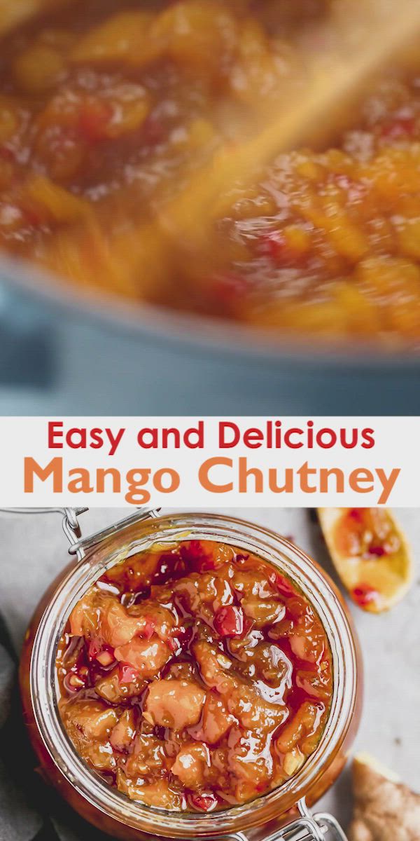 This may contain: an easy and delicious mango chutney recipe