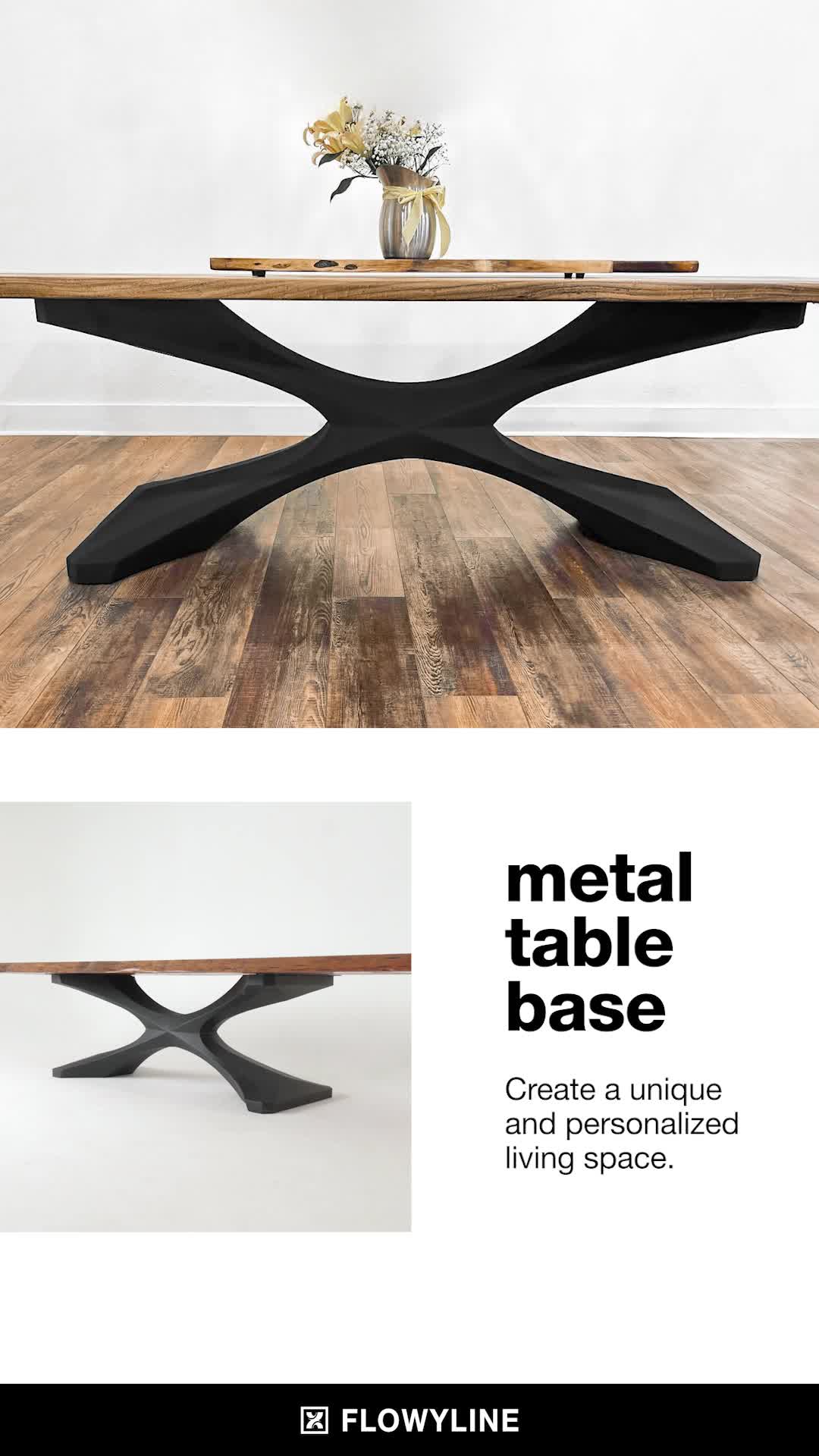 This may contain: the table is made out of metal and wood