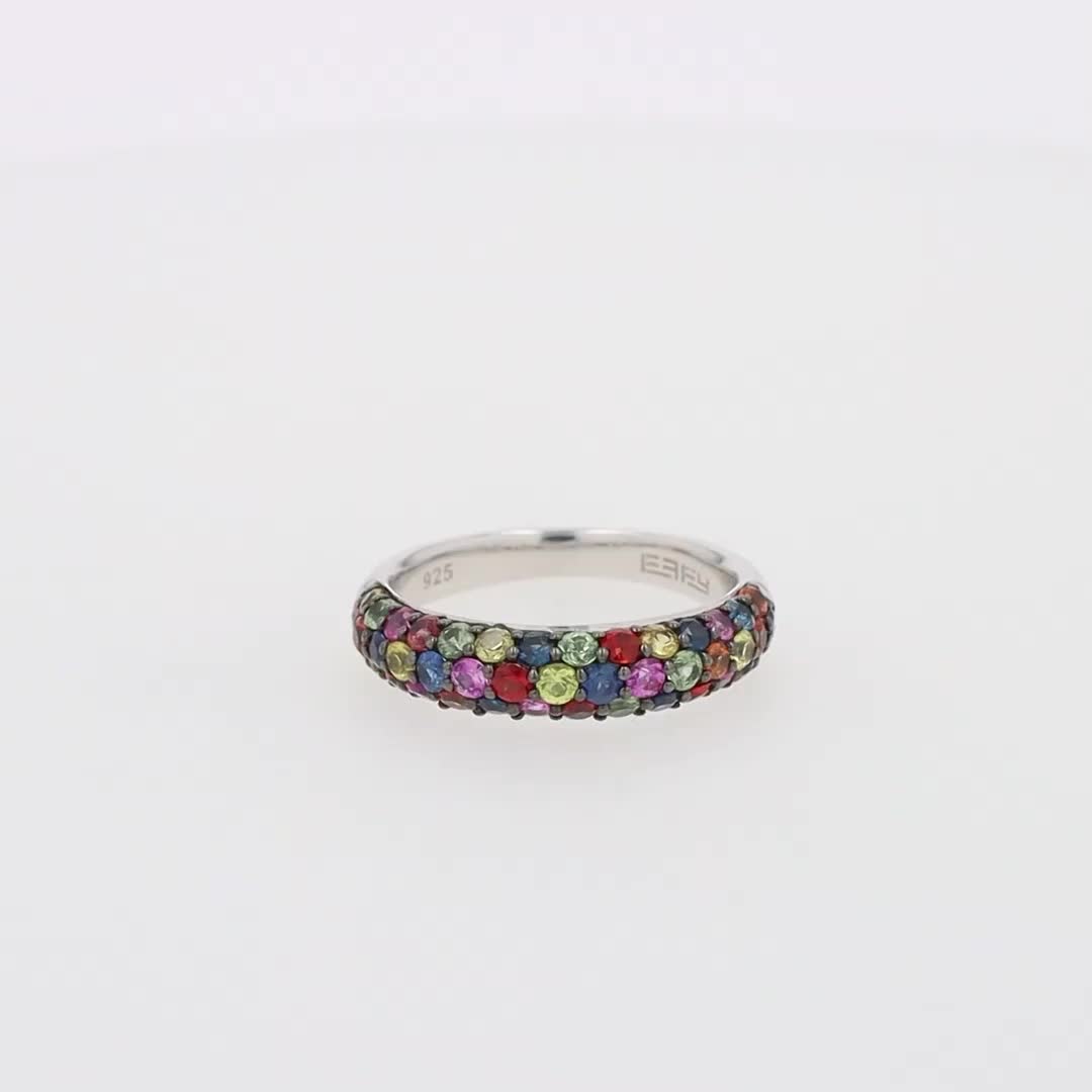 Effy 925 Sterling Silver Multi Sapphire Splash Ring, 1.84 TCW