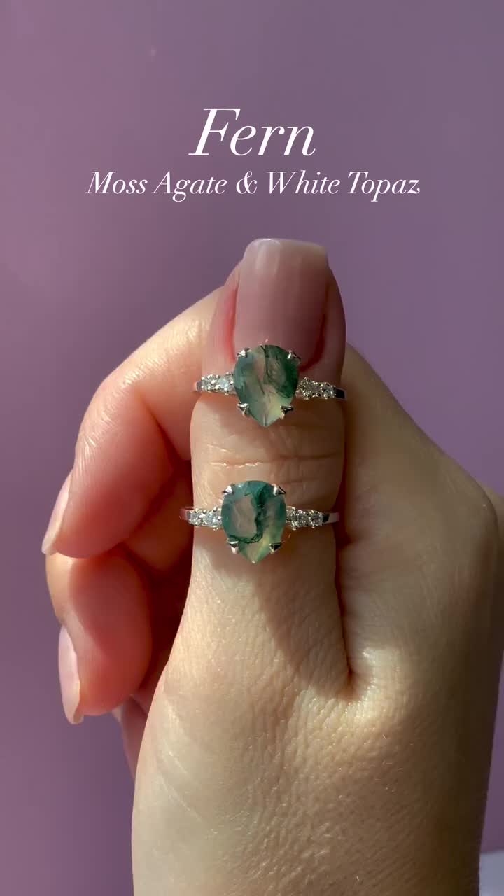 This contains: moss agate, moss agate ring, moss agate jewelry