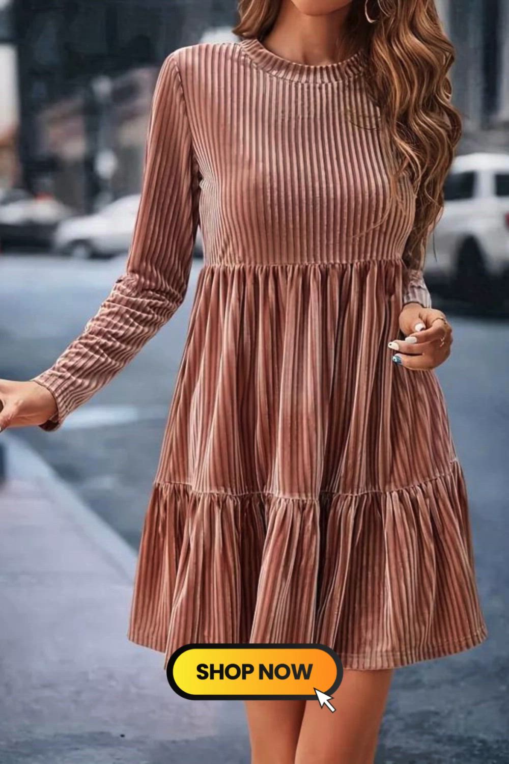 Effortless charm meets casual comfort in our Solid Ruffle Hem Dress. This Casual Crew Neck Long Sleeve Dress is a versatile addition to your wardrobe. The ruffle hem adds a playful touch to the classic silhouette, making it perfect for both everyday wear and special occasions.