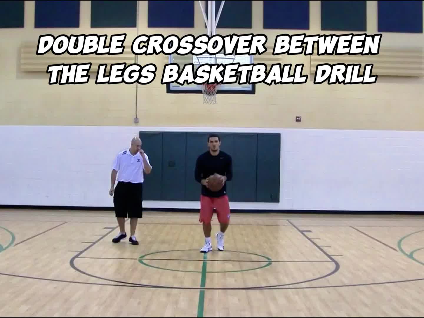 This may contain: two men on a basketball court with the words go good round in front of them