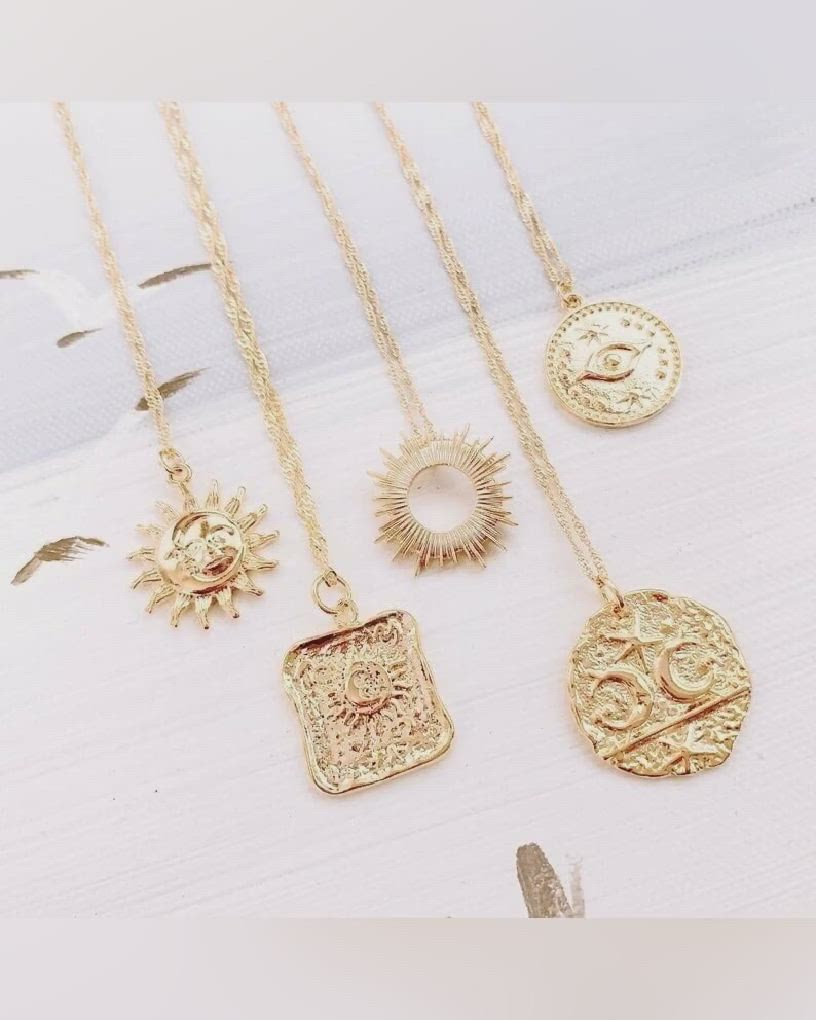 Sun and Moon Necklace, Star Celestial Necklace, Personalized Jewelry gift, Dainty 14K Gold filled Coin Necklace, Personalized gift for her