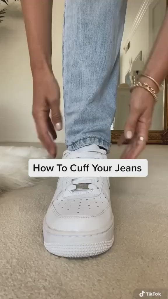 This contains an image of: How To Cuff Your Jeans 👖 | The Highest Fashion https://thehighestfashion.com