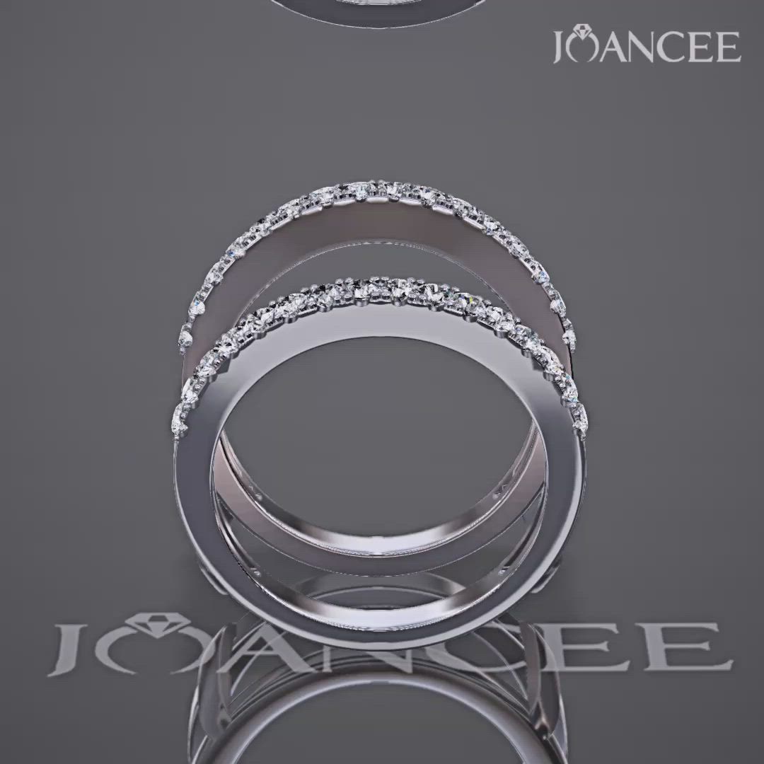 This contains an image of: Joancee Princess Cut White Sapphire 925 Sterling Silver 3-Piece Bridal Ring Sets