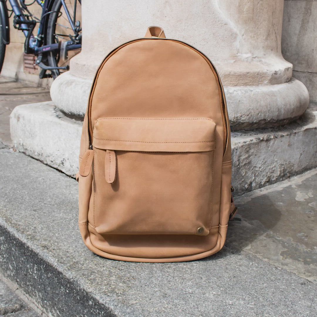 The Classic Backpack comes in suede color options, Vintage Cognac and Vintage Blue as well as our full grain leather options. They make a great, colorful and more casual alternative to the darker, more serious browns and blacks.