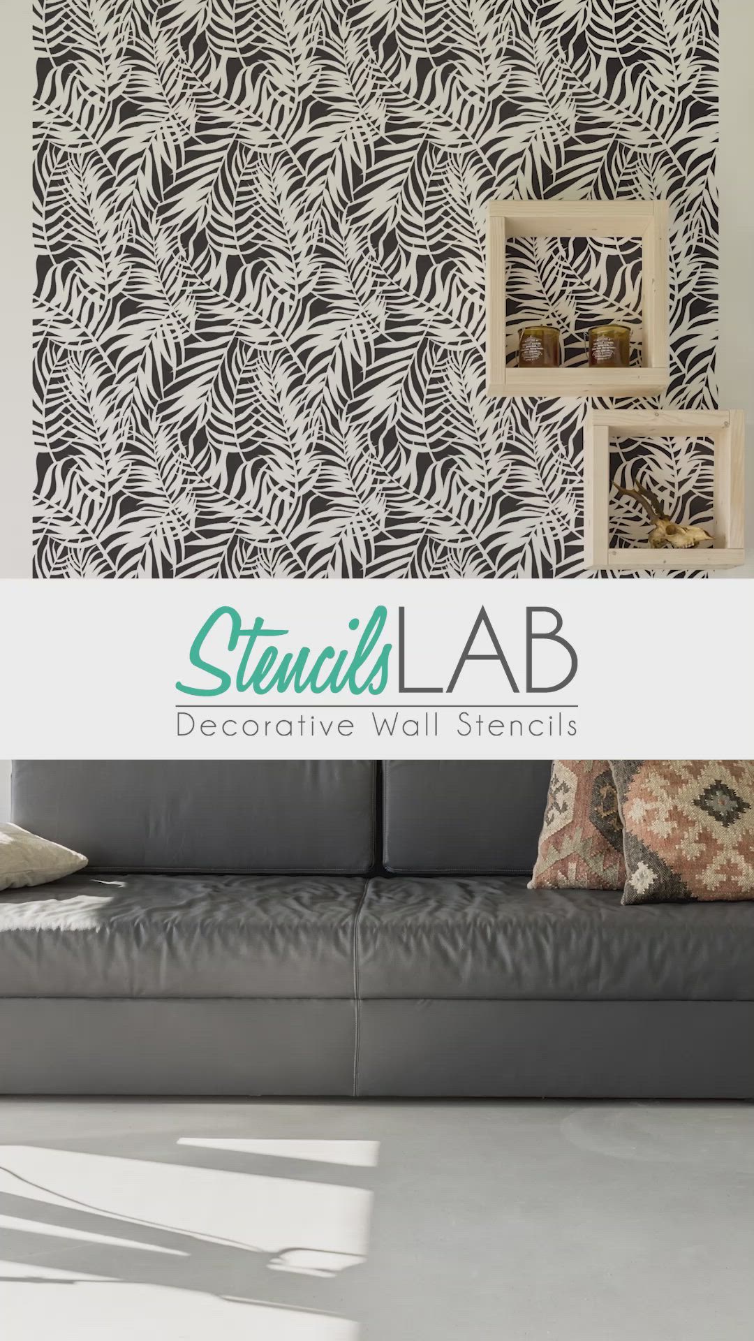 This contains: Large Reusable Wall Stencils - is the best alternative to the expansive wallpaper!