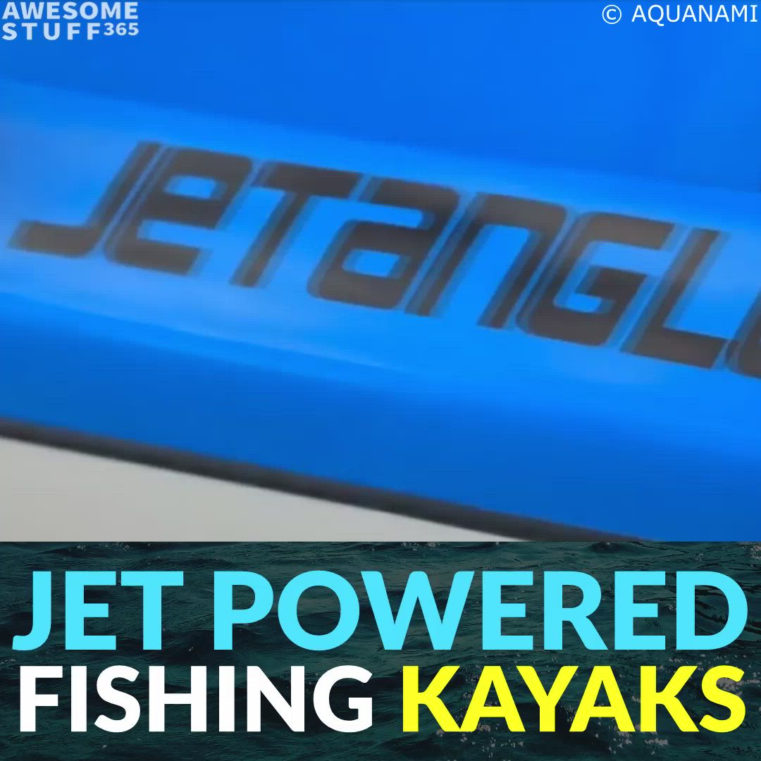 This may contain: the jet powered fishing kayaks are available for purchase in stores and on sale now