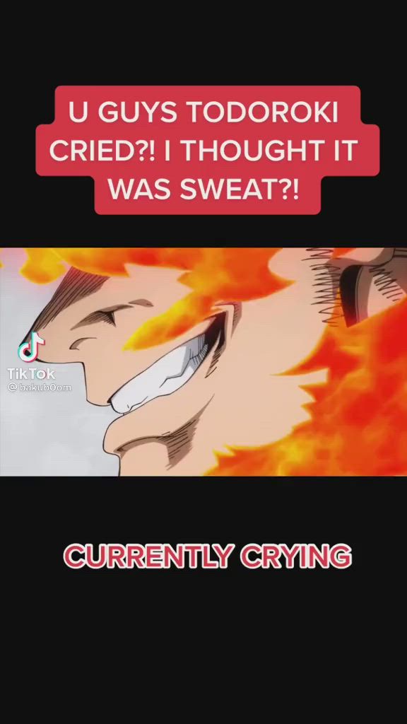 This may contain: an anime scene with the caption that reads, u guys todroki tried thought it was sweat