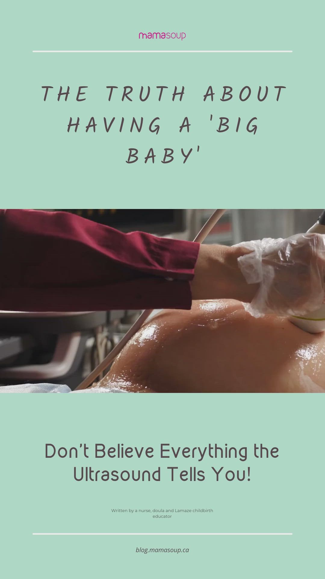 This may contain: the truth about having a big baby don't believe everything the ultrasound tells you