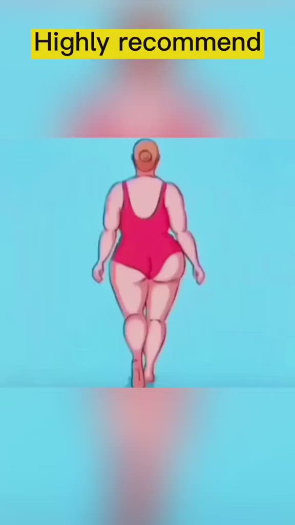 This may contain: an animated image of a woman in a red swimsuit with the caption highly recommend