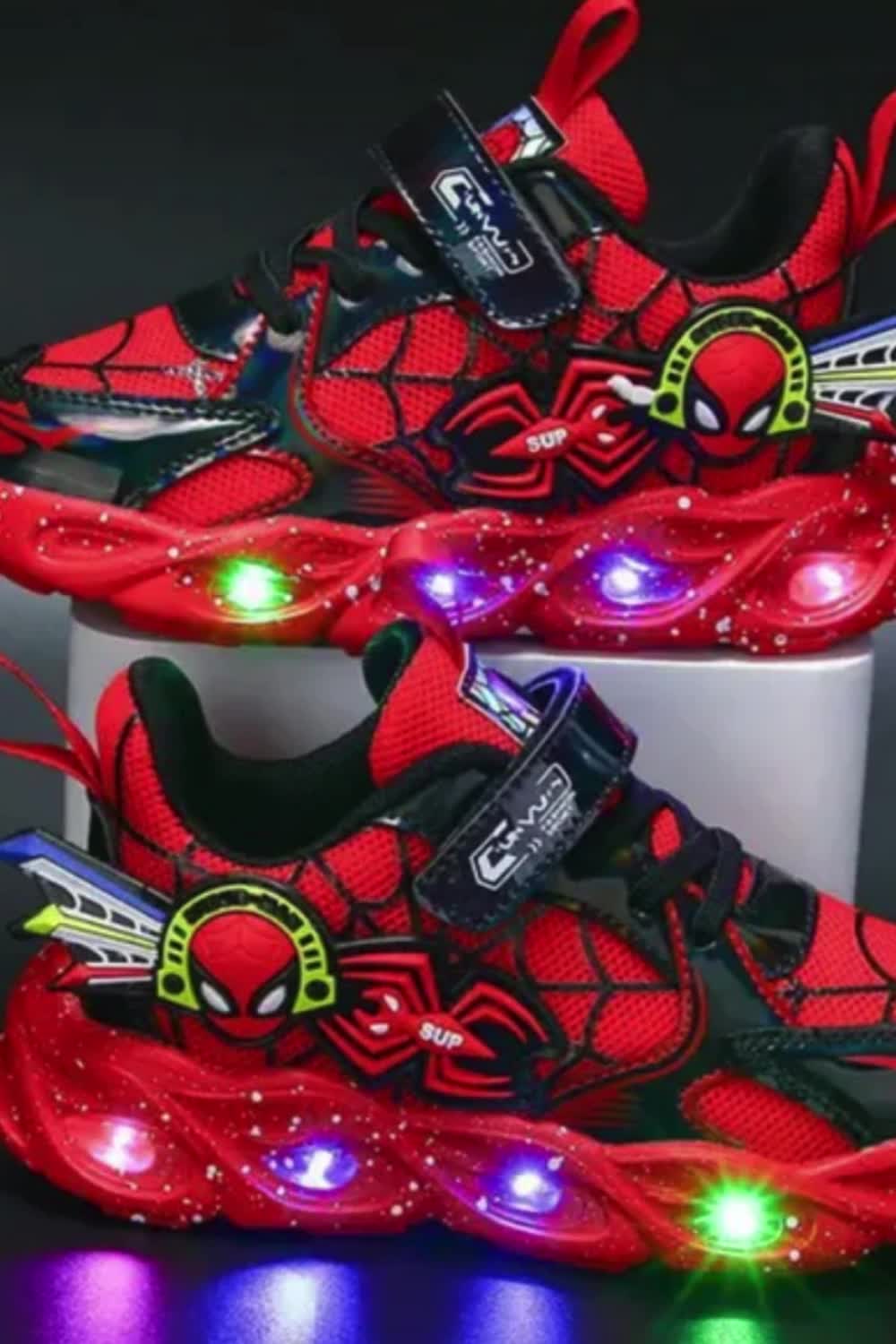 Light up their day with our Spiderman LED Sneakers Shoes! Perfect for little superheroes, these shoes feature fun LED lights that flash with every step. Let their Spidey senses shine! #comfychildrenshoes #spiderman #ledsneakers #superherostyle #USIndependencedaysale