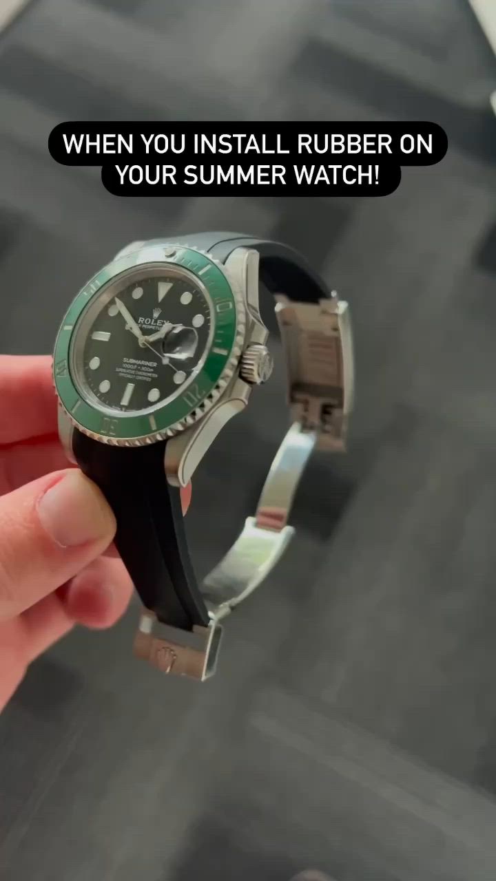 Is your Rolex ready for summer?🏖️🤿 Enjoy summertime with Everest Rubber on your watch. It allows your wrist to breathe and stay cool during hot summer days. A game changer when it comes to comfort! 🤘 No cutting required. Just count your links and order the corresponding size—effortless install, especially with our Springbar tweezers to remove the factory bracelet. . Get yours at www.everestbands.com⁠ . #Everestbands #Rolex #Submariner #124060 #126610ln #126610lv #126613lb 116610lv #RolexSub