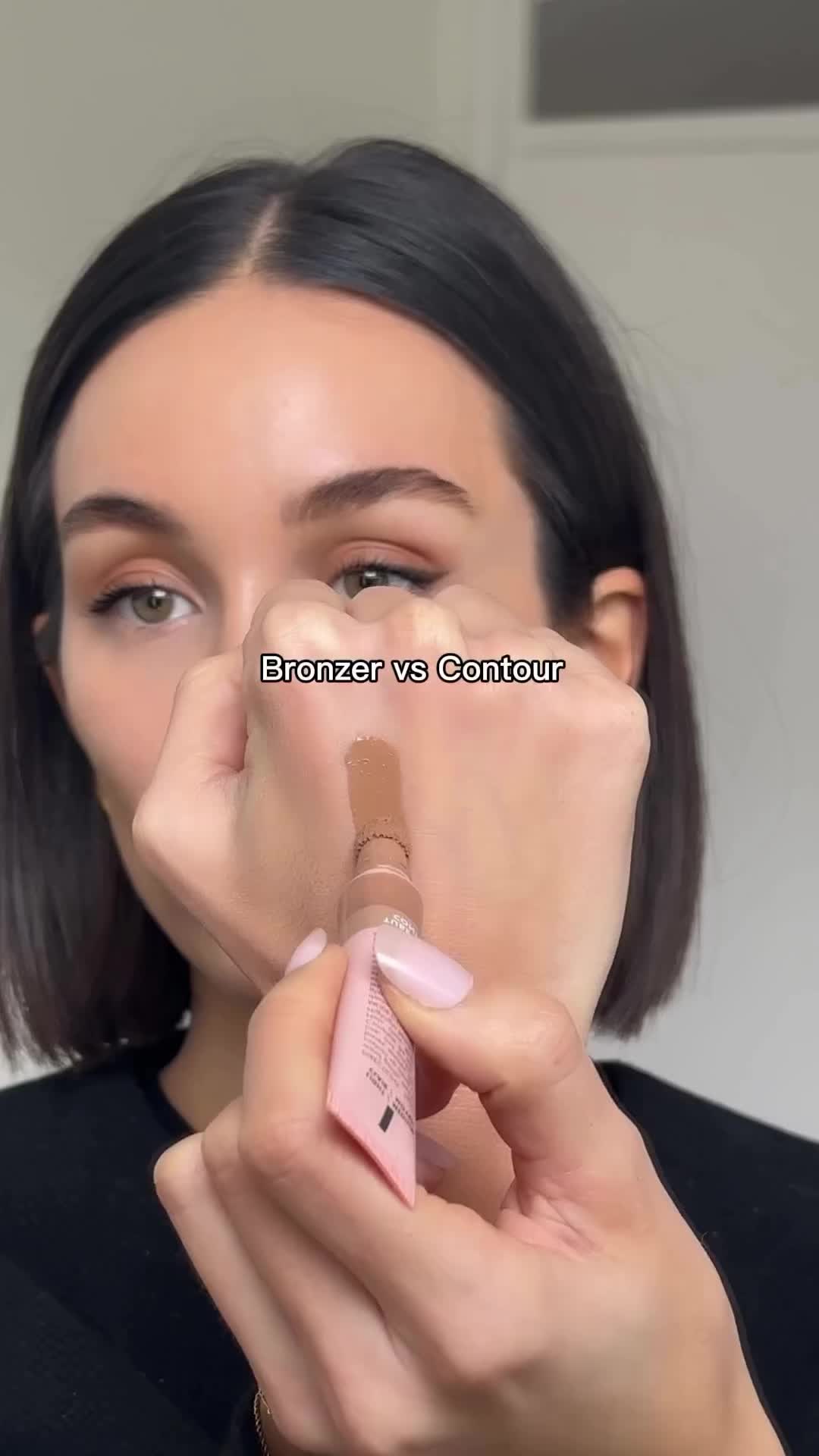 contour is more cool-toned and is used to sculpt the face, whereas bronzer is more warm-toned and is used to bring warmth to the face!   contour: elf halo glow contour wand (fair/light)  bronzer: elf halo glow contour wand (light/medium)   credit to @melisekrem  bronzer, contour, contour tutorial, makeup hacks, makeup tutorial, contour, makeup