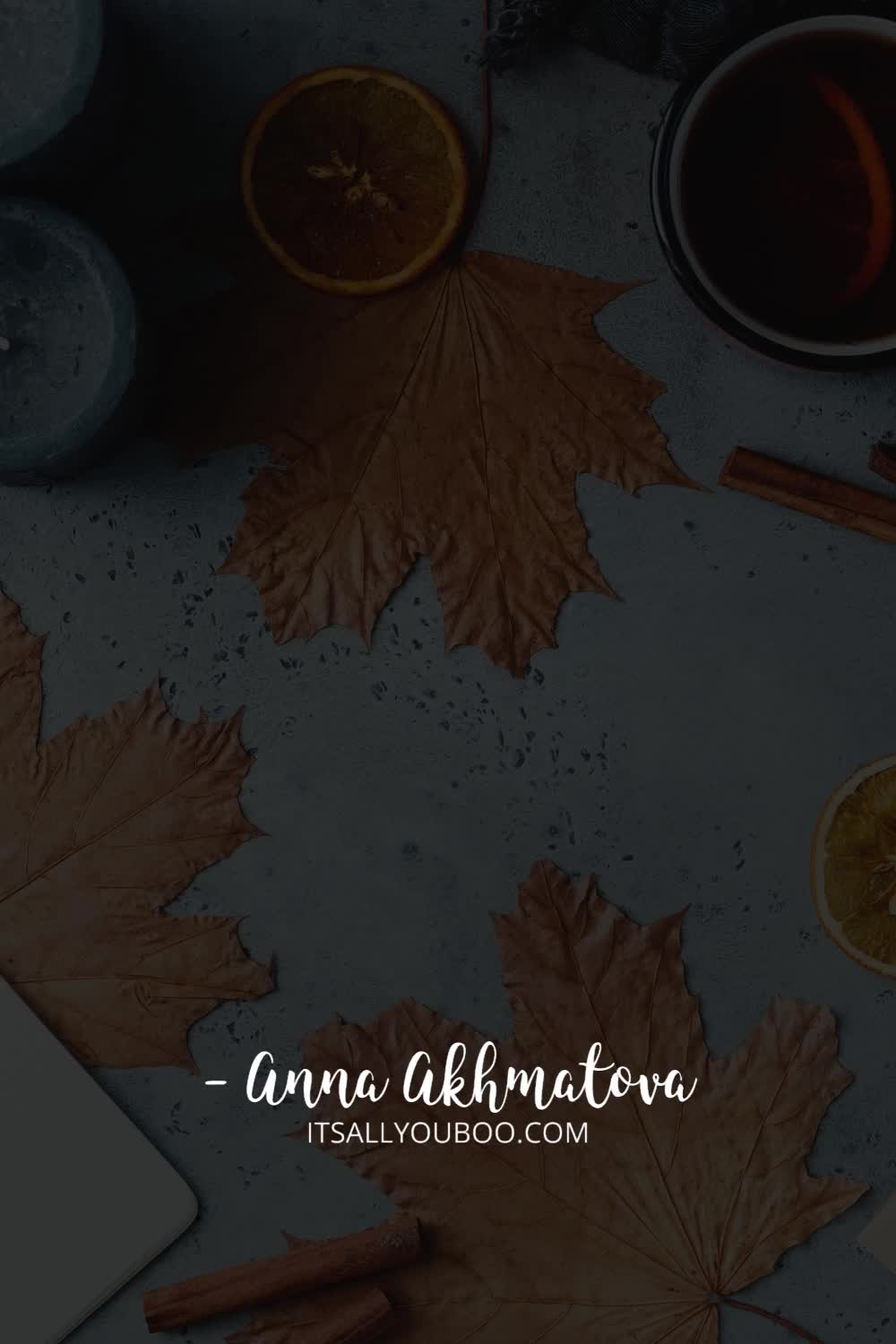 This contains: “Will you forgive me these November days?” — Anna Akhmatova