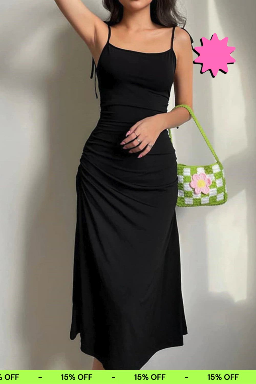 This contains an image of: Elegant Strappy Maxi Dress