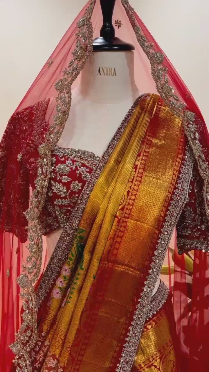 This contains an image of: bridal saree