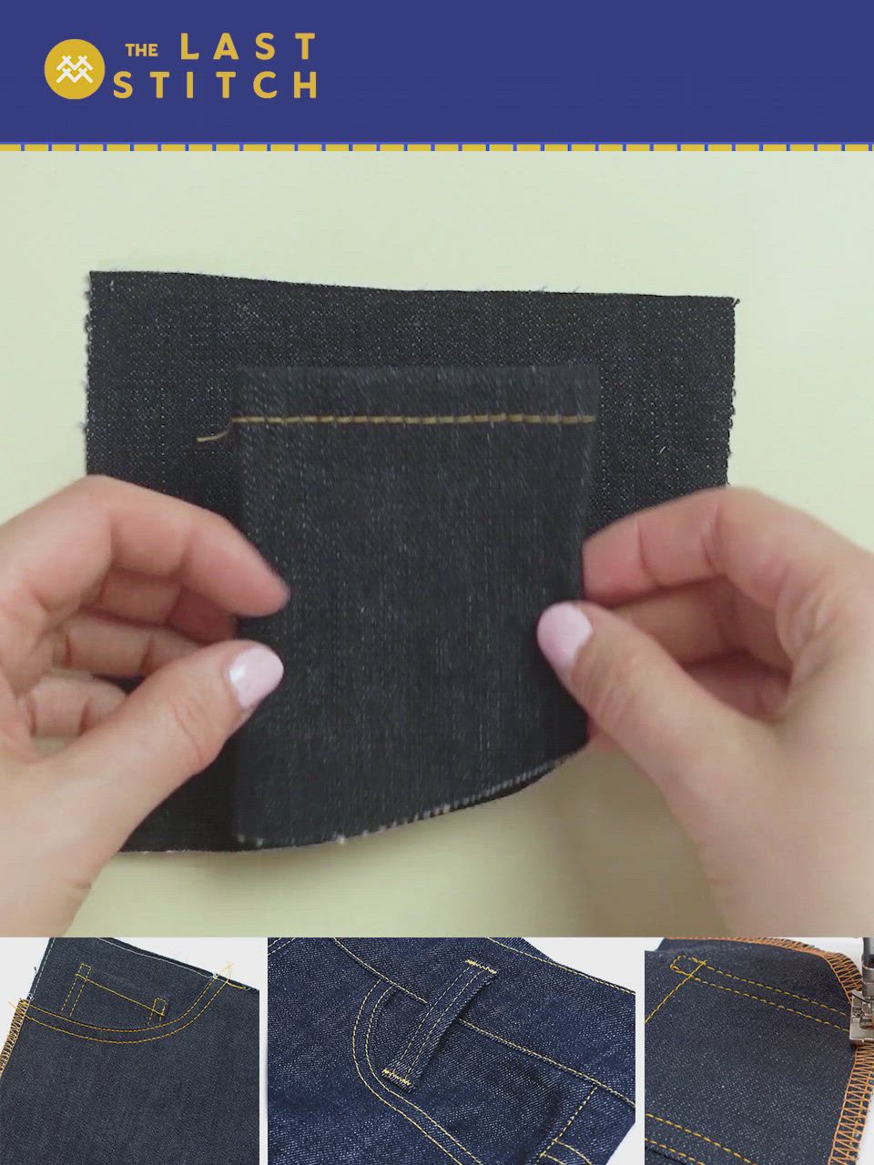 This may contain: how to sew a pair of jeans with the last stitch on each side and bottom