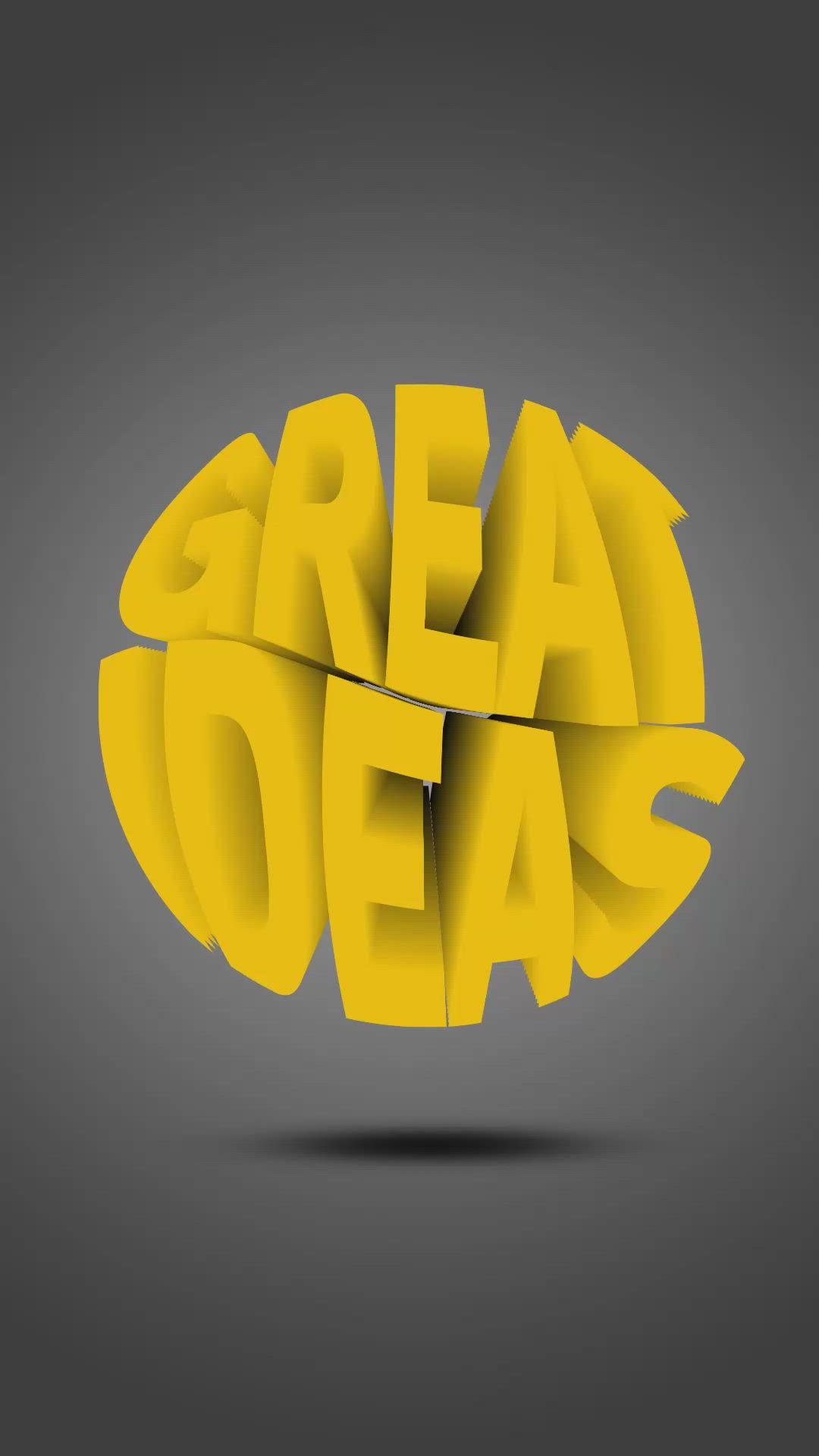 This may contain: the words great ideas written in yellow on a gray background