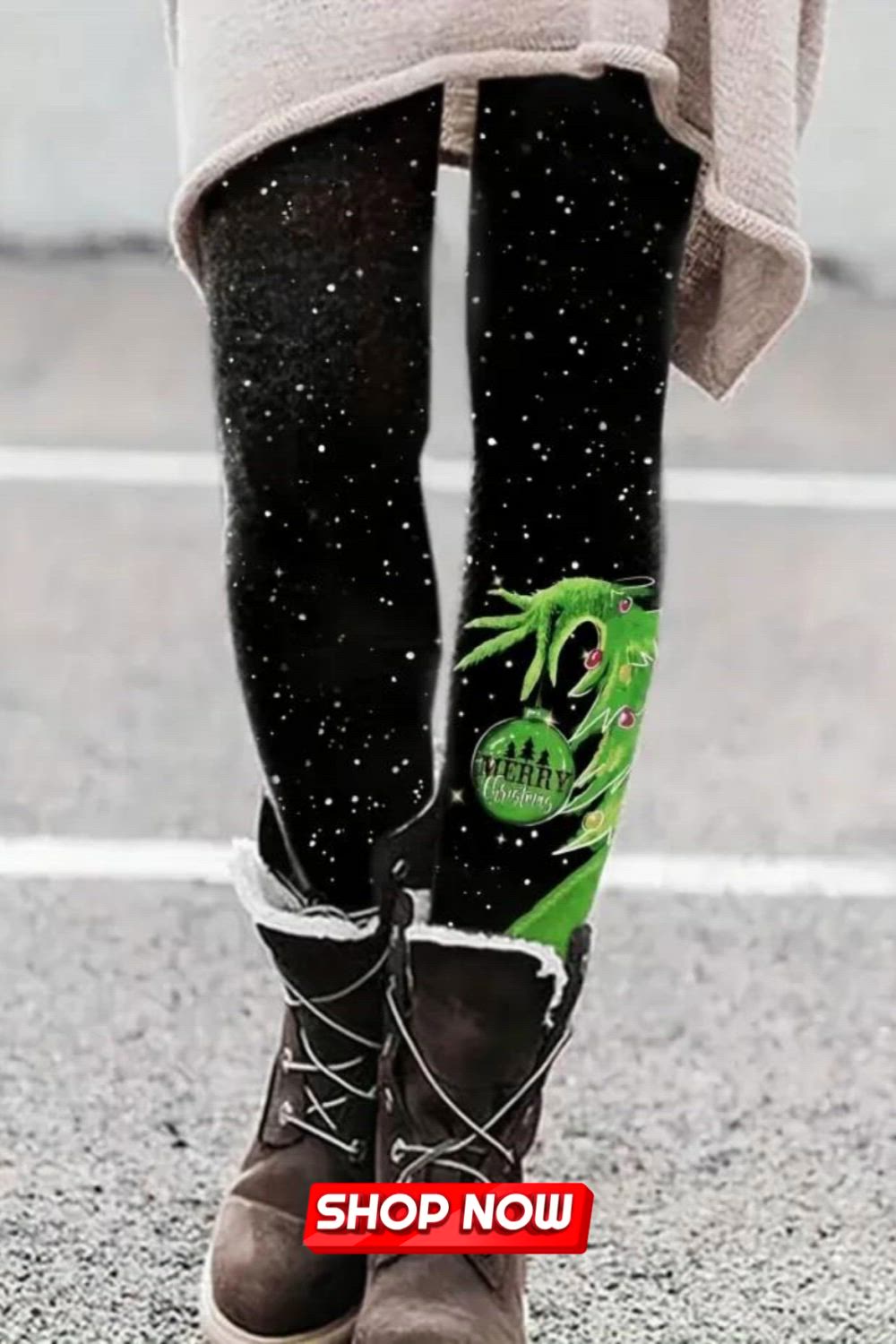 Christmas Tree Print Skinny Leggings, Casual Elastic Waist Stretchy Leggings