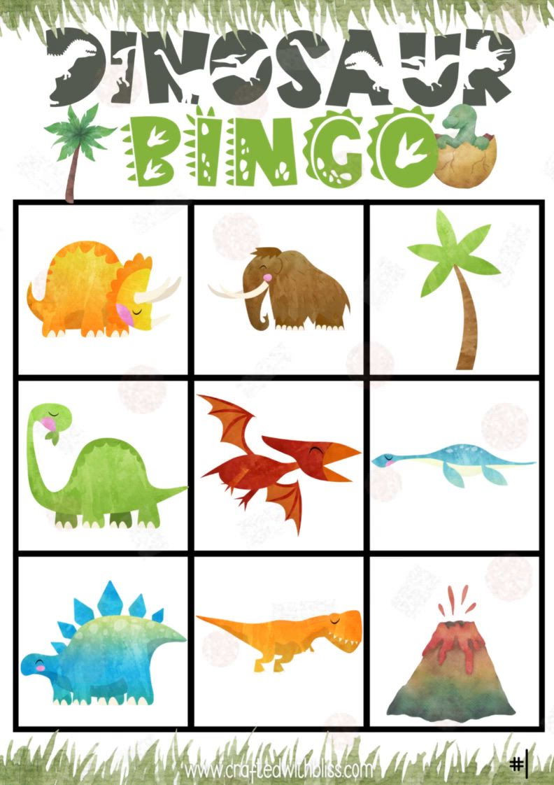 This contains: Roar into fun and learning with our Dinosaur Bingo! This set includes 10 captivating bingo cards designed for preschool and kindergarten children. Each card is filled with a colorful array of friendly dinosaurs, making this game an exciting way to explore prehistoric creatures while practicing important skills. From T-Rex to Triceratops, kids will have a blast marking off their bingo spots as they learn about these