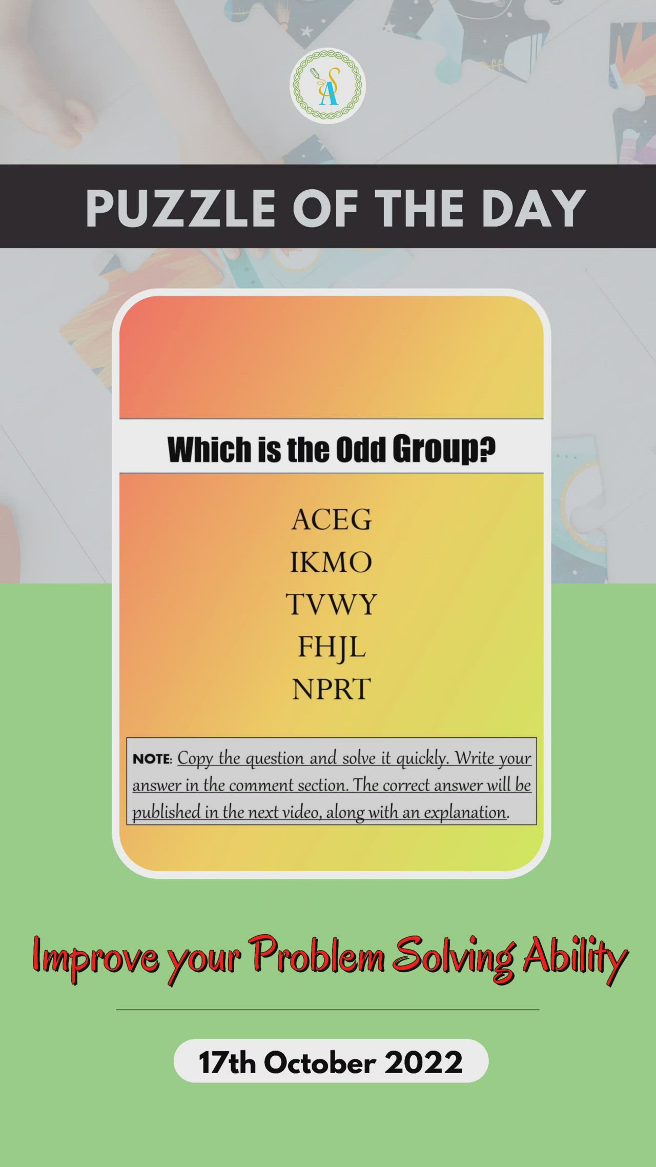 This contains: Mathematics Puzzle of the Day || Which is the Odd Group? || Fun Puzzles for Kids || SHAYKH ACADEMY