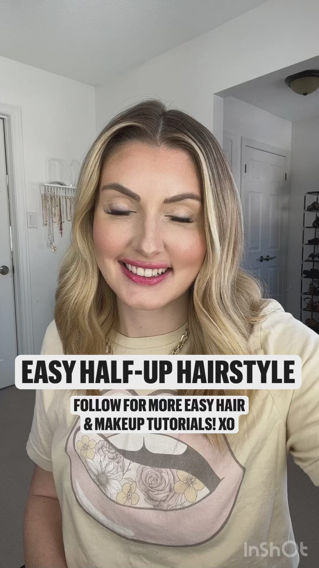 Double tap & save for later!! ✨ How cute is this half-up hairstyle for an everyday look that works on any length hair! 🥰 Follow for more easy hair + makeup inspo!!