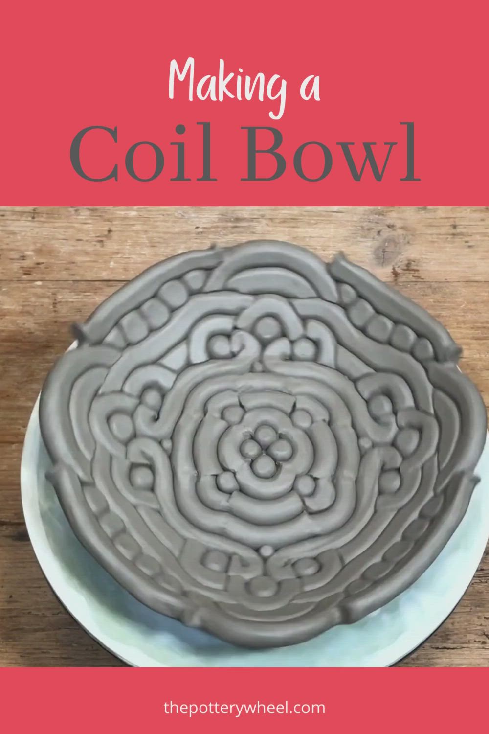 This may contain: a bowl that has been made with clay and the words making a coil bowl on it