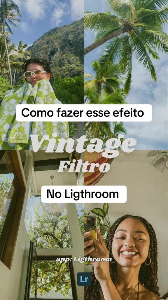 This may contain: a woman taking a selfie in front of a window with palm trees and blue sky