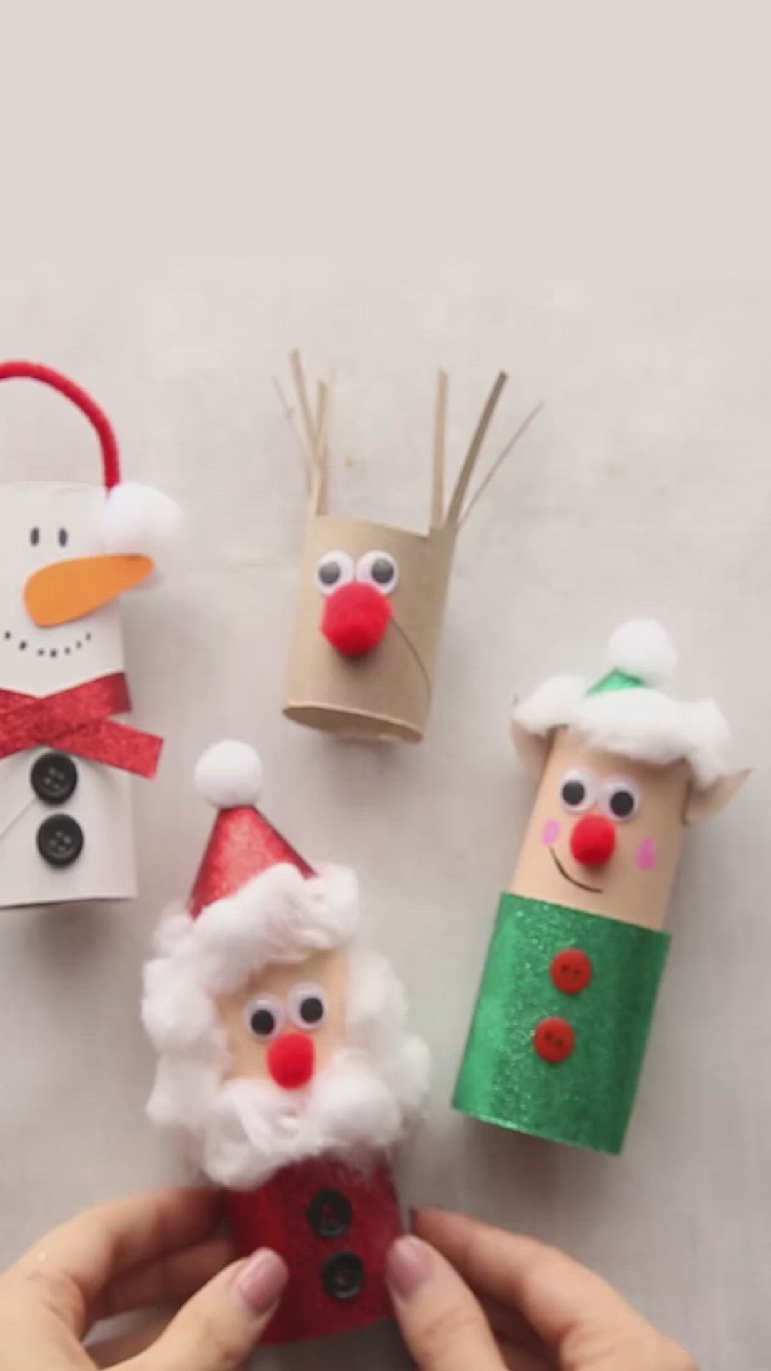 This may contain: paper roll christmas crafts for kids to make