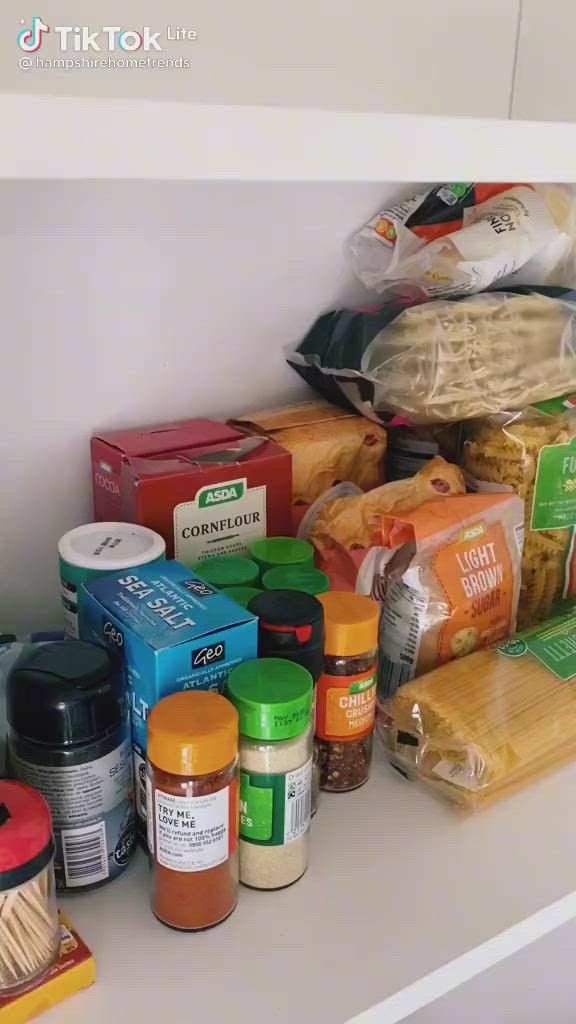 This contains: #kitchen #household #pantry #organize #restock #refill #anxietyrelief #bhfyp #follow #like #foryou #clean #public #mostviewed #mustwatch