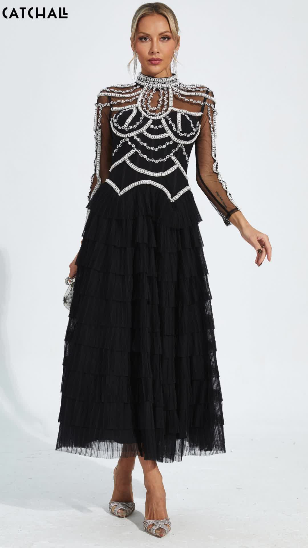 👗🎉❤‍🔥which is more convincing than any
advertisement
👌😘🌟The repurchase of old customers is touching
🌈🌹🔥Only good quality can lead to repurchase
product name：Cadence Black Beading Maxi Evening Dress