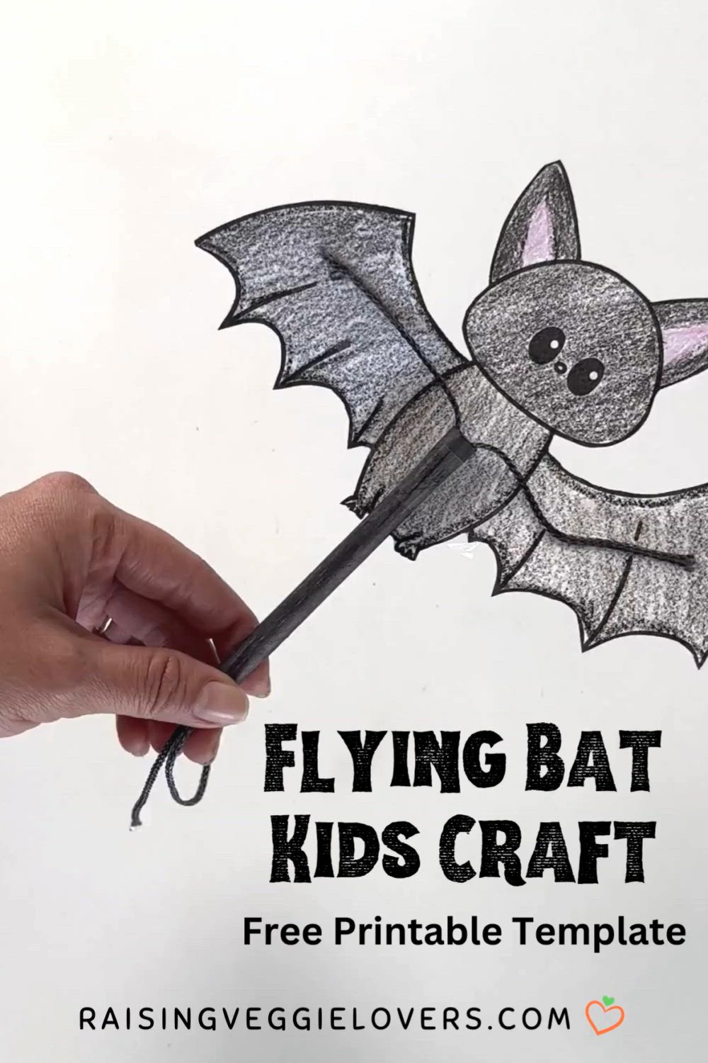 This may contain: a drawing of a flying bat with the text flying bat kids craft free printable template