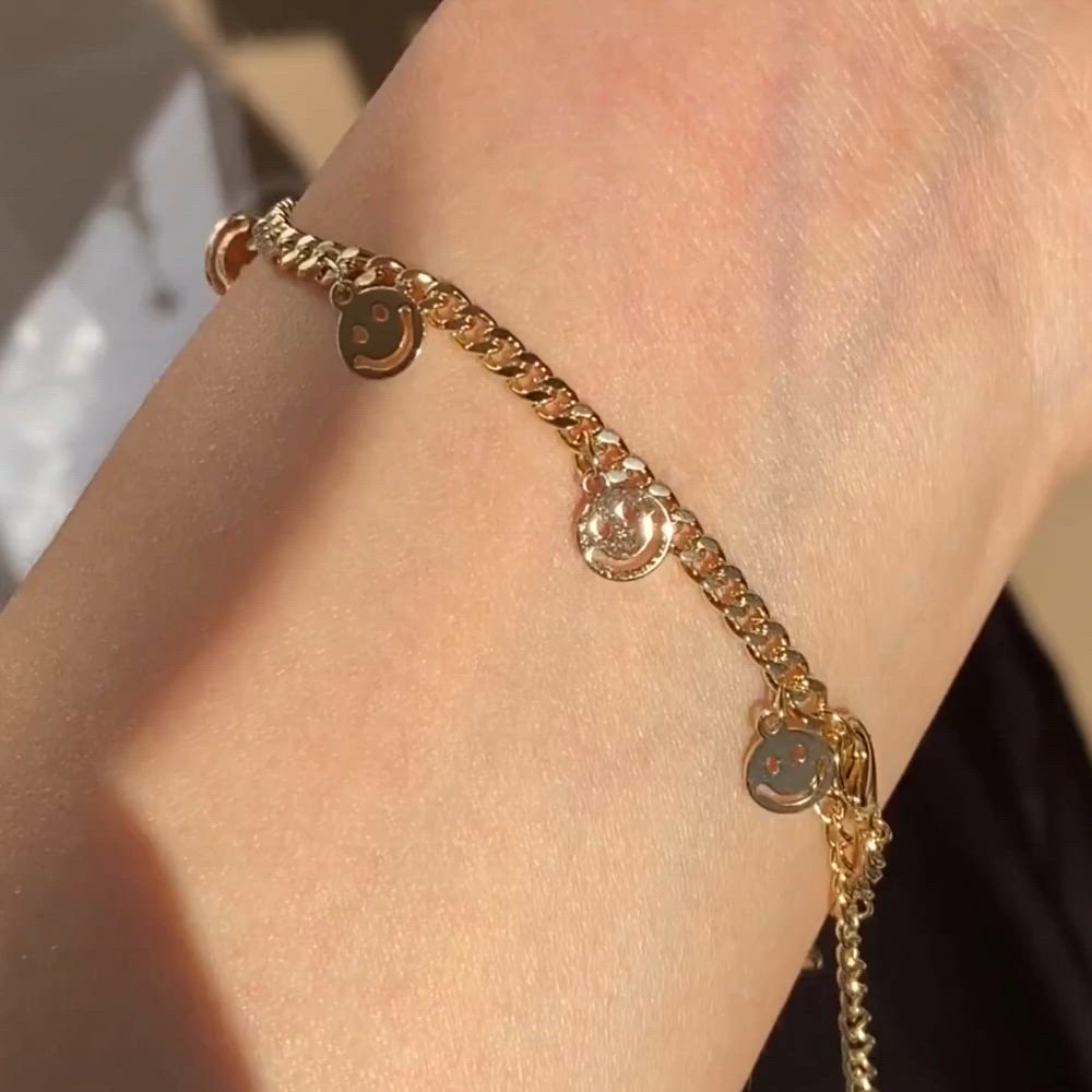 This Smile Bracelet is the must have to wear every single day! Let it remind you to be smile, be happy, be in love and be kind. -Material: 24K gold plated brass