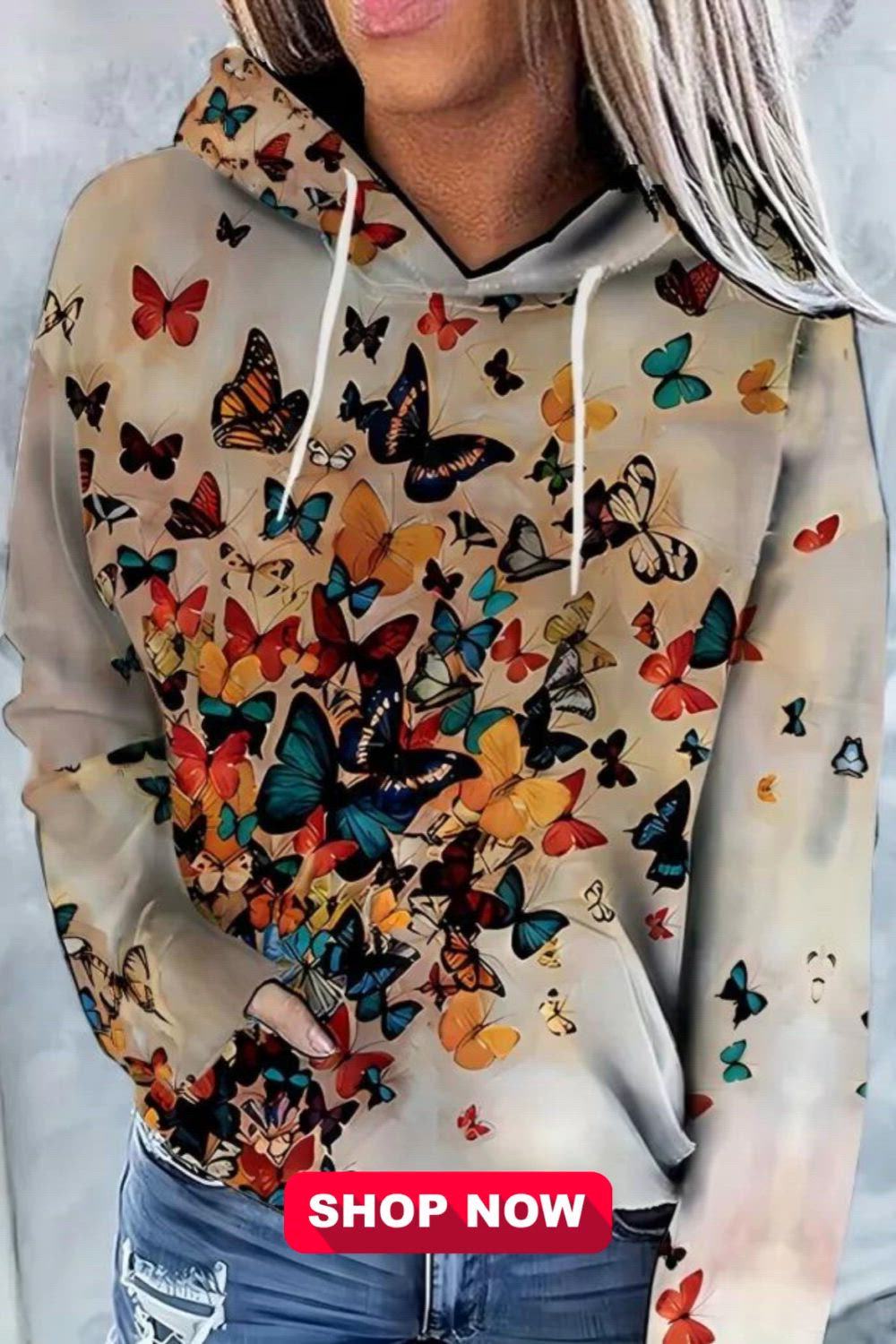 This Butterfly Print Kangaroo Pocket Hoodie is a perfect blend of style and comfort. Crafted with soft and cozy fabric, it features a casual long sleeve design with a drawstring hood. The charming butterfly print adds a touch of whimsy, while the kangaroo pocket adds functionality. Stay trendy and comfy all day long!