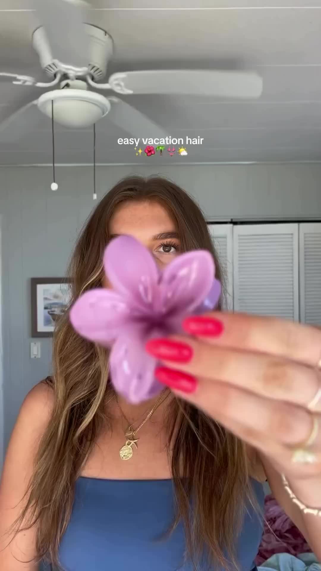 easy and simple hairstyle for vacation🌺✨ comment CLIPS for link:)#vilaveloni #clip #hair #hairclip #flower #hairstyles