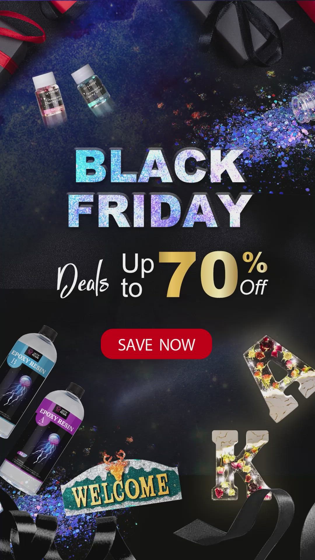 This may contain: the black friday sale is up to 70 % off