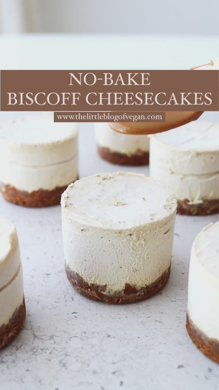 This contains: No bake Biscoff cheesecakes